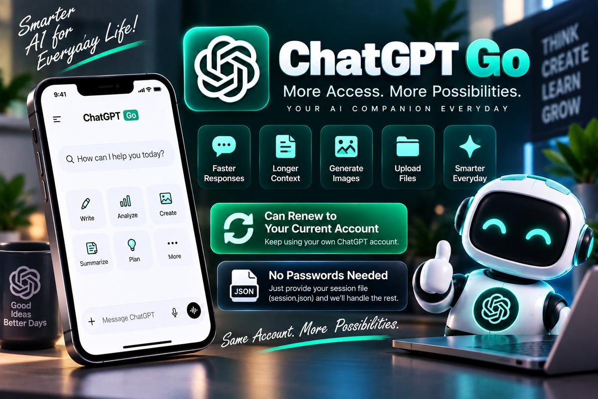 Chatgpt Official Go Plan (လတိုင်းသက်တမ်းတိုးနိုင်) - 1 Month